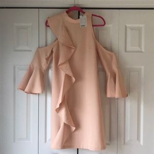 Brand new Peach cut out sleeve ruffle dress